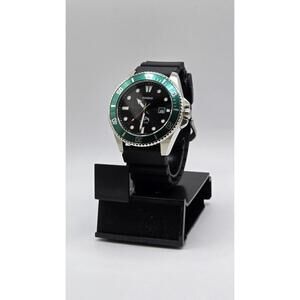 Casio Duro Dive Watch MDV106B-1A3 Black Resin Strap 200m WR Date Green Bezel